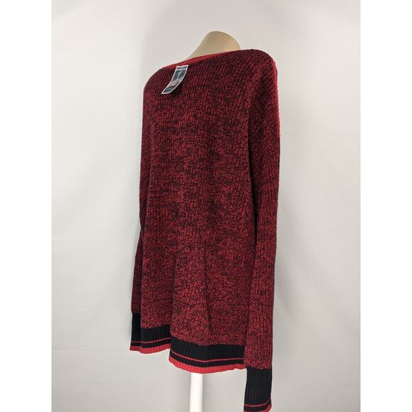 Karen Scott Sweater Marled Wide Boat Neck Red Black XL Knit Office Long Sleeve - Picture 4 of 7